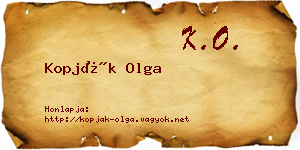 Kopják Olga névjegykártya